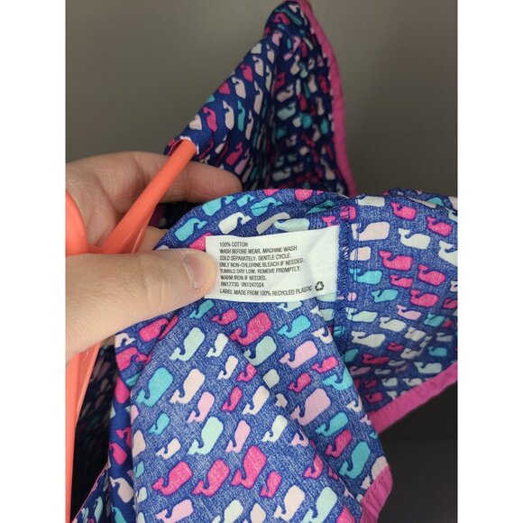 NWT Vineyard and Vines blue dress with multi-colored white print and pink trim 2 - Picture 6 of 6